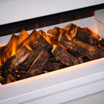 Deluxe Real Logs decoration wood set for British Fires electric fireplace, offering a realistic and elegant enhancement.