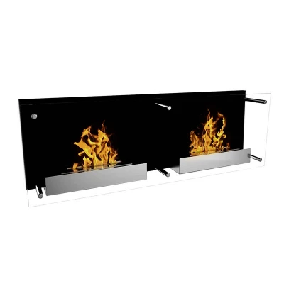 Double Nevada Biofireplace – ScandiFlames | Buy Now Double Nevada Biofireplace by ScandiFlames – a stylish black wall-mounted bioethanol fireplace with a 120 cm length and manual c