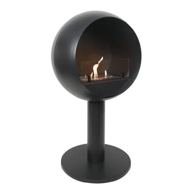 Edmonton Freestanding Bioethanol Fireplace by ScandiFlames in a sleek black finish, offering a modern and stylish heating soluti