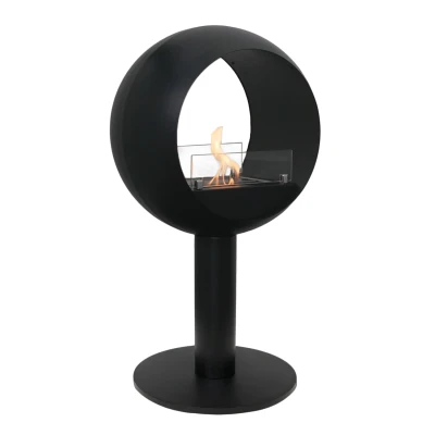 ScandiFlames Edmonton 2-sided Freestanding bioethanol fireplace in black, featuring a modern, dual-sided design for elegant home