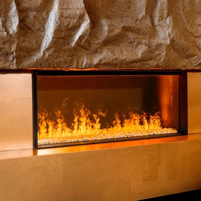 Faber e-Matrix Linear 1050-400 I - Water Vapour Fireplace Faber e-Matrix Linear 1050-400 I water vapour fireplace with realistic Opti-myst flames, sleek black finish, and advanced app co