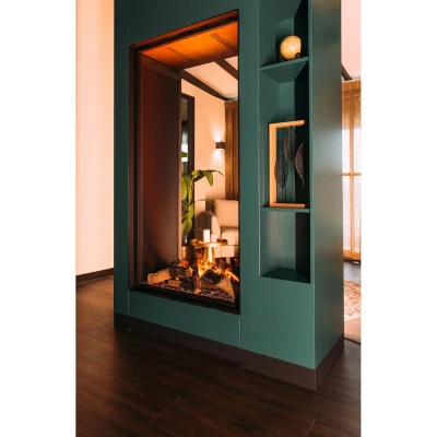 Faber e-MatriX Vertical 800-1600 ST - Buy Now Faber e-MatriX Vertical 800-1600 ST water vapour fireplace with see-through design and realistic flame effect.