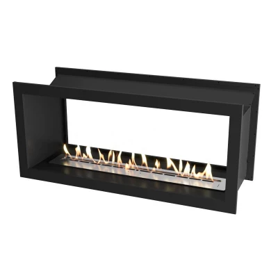 Icon Slimline Firebox SFBDS1350 by Icon Fires, a sleek built-in see-through bioethanol fireplace with a black finish and 9-hour 