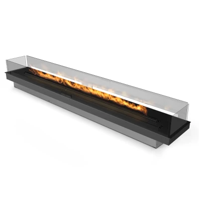 Built-in Profile 2490 - FLA4/FLA4+ bioethanol fireplace in black with remote control operation and seamless built-in design.