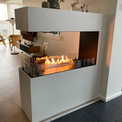 Foco Room Divider 1000 Bioethanol Fireplace | Buy Now Foco Room Divider 1000 by FOCO Fires – a sleek, 3-sided built-in bioethanol fireplace in black, offering remote, automatic, and