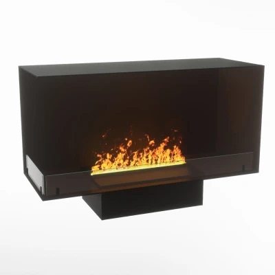 Foco Myst Corner Left 1000 by FOCO Fires – two-sided built-in Opti-Myst vapour fireplace with remote control.