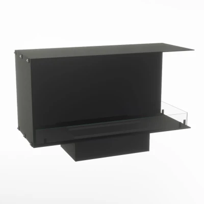 Foco Myst Corner Right 1000 by FOCO Fires – a sleek black two-sided Opti-Myst built-in vapour fireplace with realistic flame eff