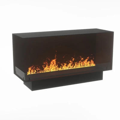 Foco Myst Corner Left 1200 – a two-sided built-in Opti-myst vapour fireplace with realistic flame effects and remote control ope