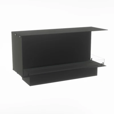 Foco Myst Corner Right 1200 by FOCO Fires – a sleek, built-in two-sided Opti-Myst fireplace with remote control and realistic wa