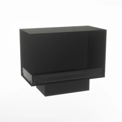 Foco Myst Corner Left 800 by FOCO Fires – a two-sided Opti-Myst built-in fireplace with a black finish, remote control, and real