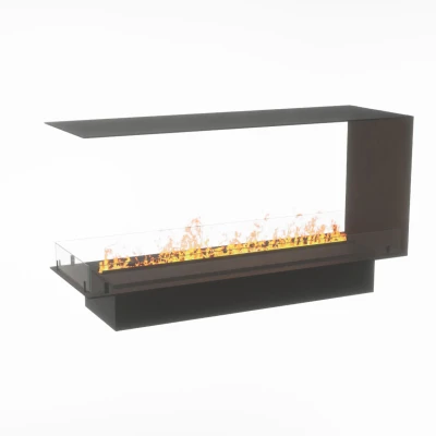Foco Myst Room Divider 1200 by FOCO Fires – A 3-sided Opti-myst built-in fireplace with remote control, offering realistic flame