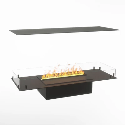 Foco Myst Four 1000 by FOCO Fires – a 4-sided Opti-Myst built-in vapour fireplace with remote control and realistic flame effect