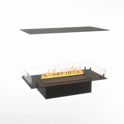 Foco Myst Four 800 Opti-Myst vapour fireplace in black with realistic flame effect and remote control.