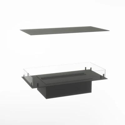 Foco Myst Four 800 Opti-Myst vapour fireplace in black with realistic flame effect and remote control.