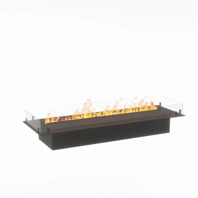 Foco Myst Free 1200 by FOCO Fires - A sleek black vapour fireplace with Opti-myst technology, offering realistic flames without 