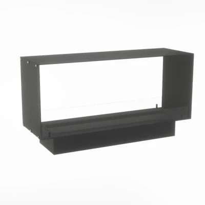 Foco Myst Two 1200 by FOCO Fires – a two-sided built-in Opti-myst vapour fireplace with a sleek black finish, remote control, an