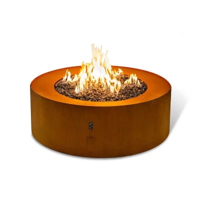 Galio Star Corten Automatic outdoor gas fireplace with corten steel finish, remote and app control, and powerful heat output.