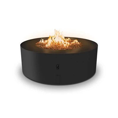 Galio Star Black Automatic outdoor gas fireplace with sleek black finish and automatic control system, ideal for terraces and pa