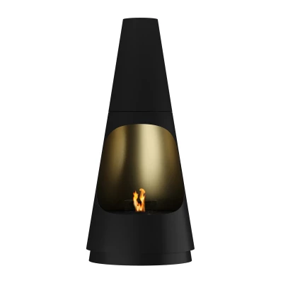 GlammFire Archimedes - Black bioethanol fireplace, loft-hanging design with remote and panel control.