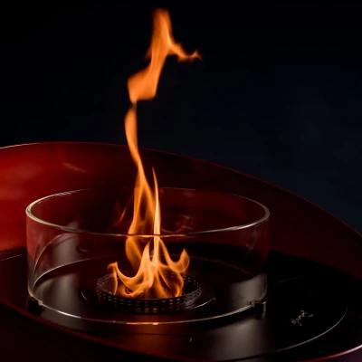 GlammFire Contour Bronze bioethanol fireplace, a stylish floor-standing model with a bronze finish and modern design.