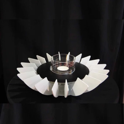 Cosmo Table Fireplace - White by GlammFire, a stylish tabletop bioethanol fireplace with a sleek design and manual control.