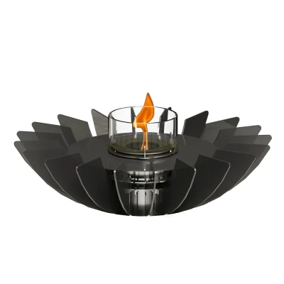 Cosmo Table Fireplace - Black by GlammFire, a sleek tabletop bioethanol fireplace with a 3-hour burn time and manual control.