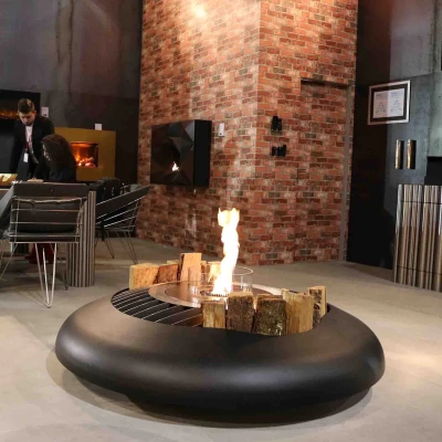Mime - Black firepit by GlammFire, a luxurious outdoor fire feature with a sleek black finish.