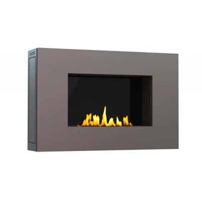 Mito Small - Brushed Steel by GlammFire, a luxury wall-mounted bioethanol fireplace with brushed steel finish, remote control, a