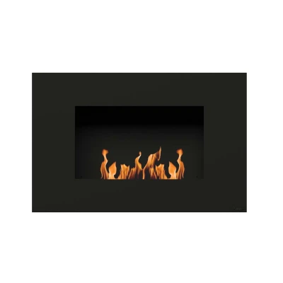 Mito Small - Black by GlammFire, a sleek wall-mounted bioethanol fireplace with remote and control panel operation, 8-hour burn 