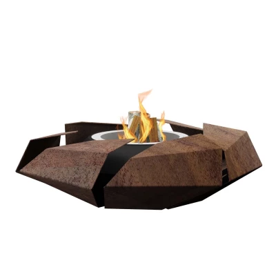 Stravaganza - Corten Steel by GlammFire, a luxury outdoor firepit with a rust-coloured finish.