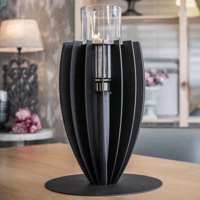 Tuli Table Fireplace - Black by GlammFire, a stylish and compact tabletop bioethanol fireplace with 3-hour burn time.