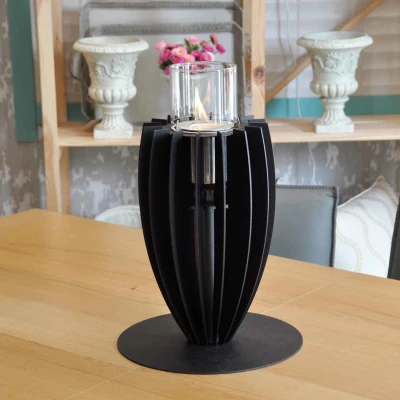 Tuli Table Fireplace - Black by GlammFire, a stylish and compact tabletop bioethanol fireplace with 3-hour burn time.