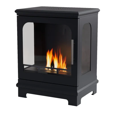 ScandiFlames Honolulu Black Freestanding Bioethanol Stove – modern, compact, and eco-friendly heating solution.