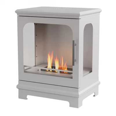 Honolulu White Freestanding Bioethanol Stove by ScandiFlames with a sleek and modern design, offering a 5-hour burn time and man