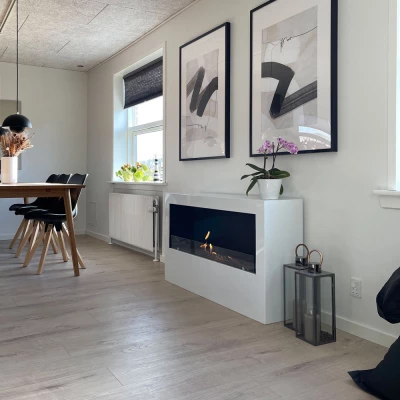 Bismarck White Freestanding Bio Fireplace – Buy Now Bismarck White Freestanding 1-Sided Bio Fireplace by ScandiFlames – modern, eco-friendly heating solution.