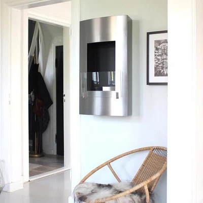 ScandiFlames Vertical Bioethanol Fireplace – Buy Online ScandiFlames Vertical Bioethanol Fireplace – a sleek, stainless steel wall-mounted fireplace with a 1-litre capacity for up to 5