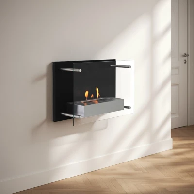 Nevada Wall Mounted Bioethanol Fireplace - ScandiFlames Nevada Wall Mounted Bioethanol Fireplace by ScandiFlames in black, sleek and modern design.
