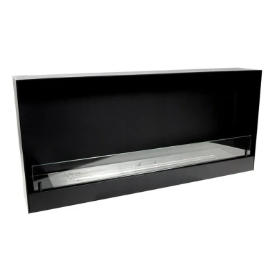 ScandiFlames 140 cm Black Built-in Bioethanol Fireplace, a sleek and modern built-in heating solution.