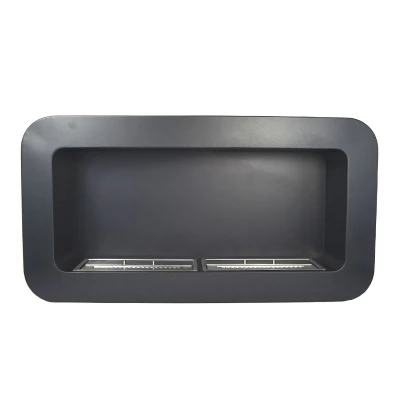 ScandiFlames Rectangular Curved Bioethanol Fireplace in black, wall-mounted with a curved design, 3-litre capacity, and manual c