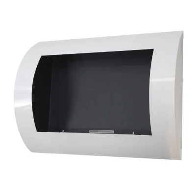 Ocean White Bio Wall Fireplace by ScandiFlames – A stylish, wall-mounted bioethanol fireplace with a sleek white finish and 3-ho