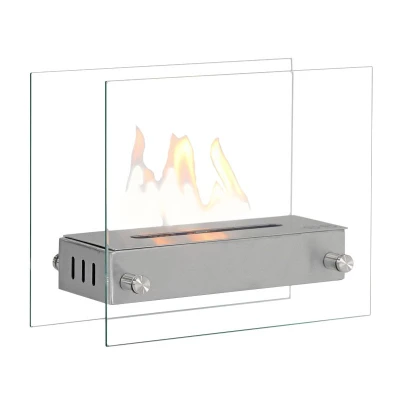 ScandiFlames Kensington - Bio Fireplace – a stylish tabletop bioethanol fireplace made of steel and glass, offering a sleek desi