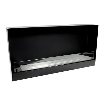 ScandiFlames 100 cm Built-in Bioethanol Fireplace – sleek black finish, eco-friendly and smoke-free heating solution.