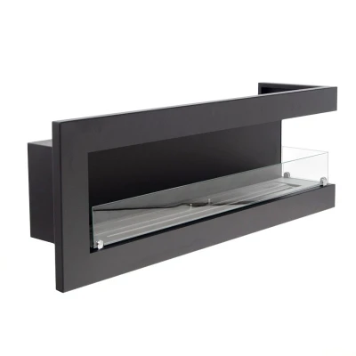 ScandiFlames Corner Fireplace 115 cm - Right – A built-in bioethanol fireplace with a sleek black design, 6.5 kW heat output, an