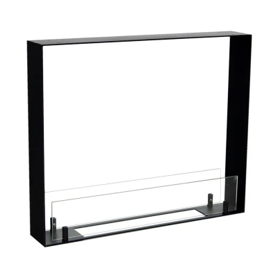 Foco Two 600 Ultra Slim Boxed bioethanol fireplace in a sleek black finish, designed for built-in two-sided installations.