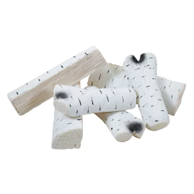 ScandiFlames Ceramics Birchwood 6 pcs. – Realistic birchwood-style ceramic logs for bioethanol fireplaces.