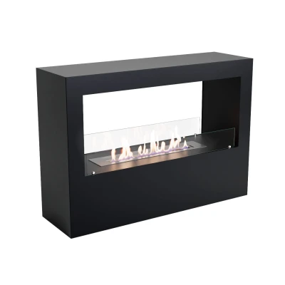 Lansing L Black Freestanding Bioethanol Fireplace by ScandiFlames, a sleek and modern floor-standing bioethanol fireplace.