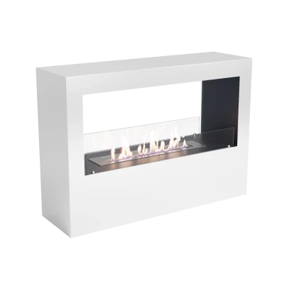 Lansing L White Freestanding Bioethanol Fireplace by ScandiFlames with a sleek modern design.