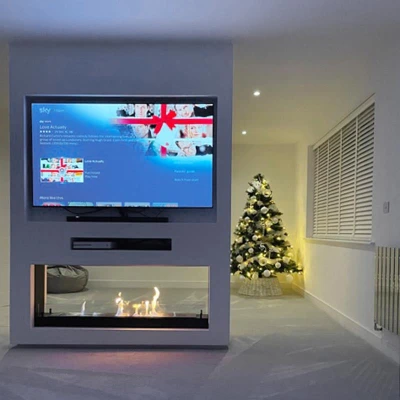 140 cm Built-in See-through Bio Fireplace – ScandiFlames 140 cm Built-in See-through Bio Fireplace by ScandiFlames – a luxurious two-sided bioethanol fireplace for modern interiors.