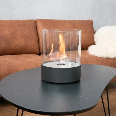 Southwark Black Round Tabletop Bioethanol Fireplace by ScandiFlames, a sleek and modern tabletop fireplace with a 3-litre capaci