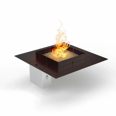 Mico 500 Manual Outdoor Gas Fireplace in black with a sleek design and manual control.